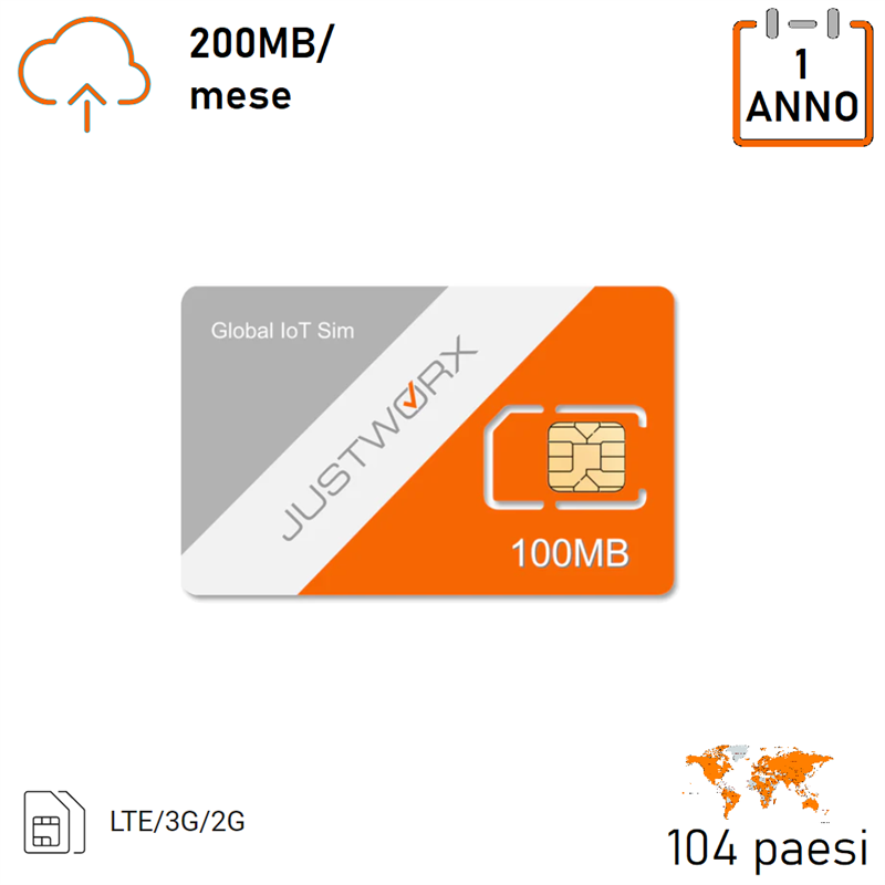 JUSTWORX SIM - 200 MB PER MESE - 1 ANNO